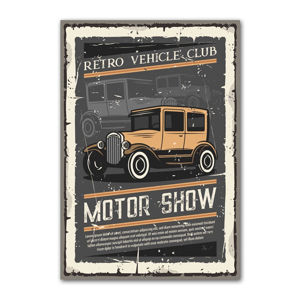 Retro Vehicle Club Kanvas Tablo