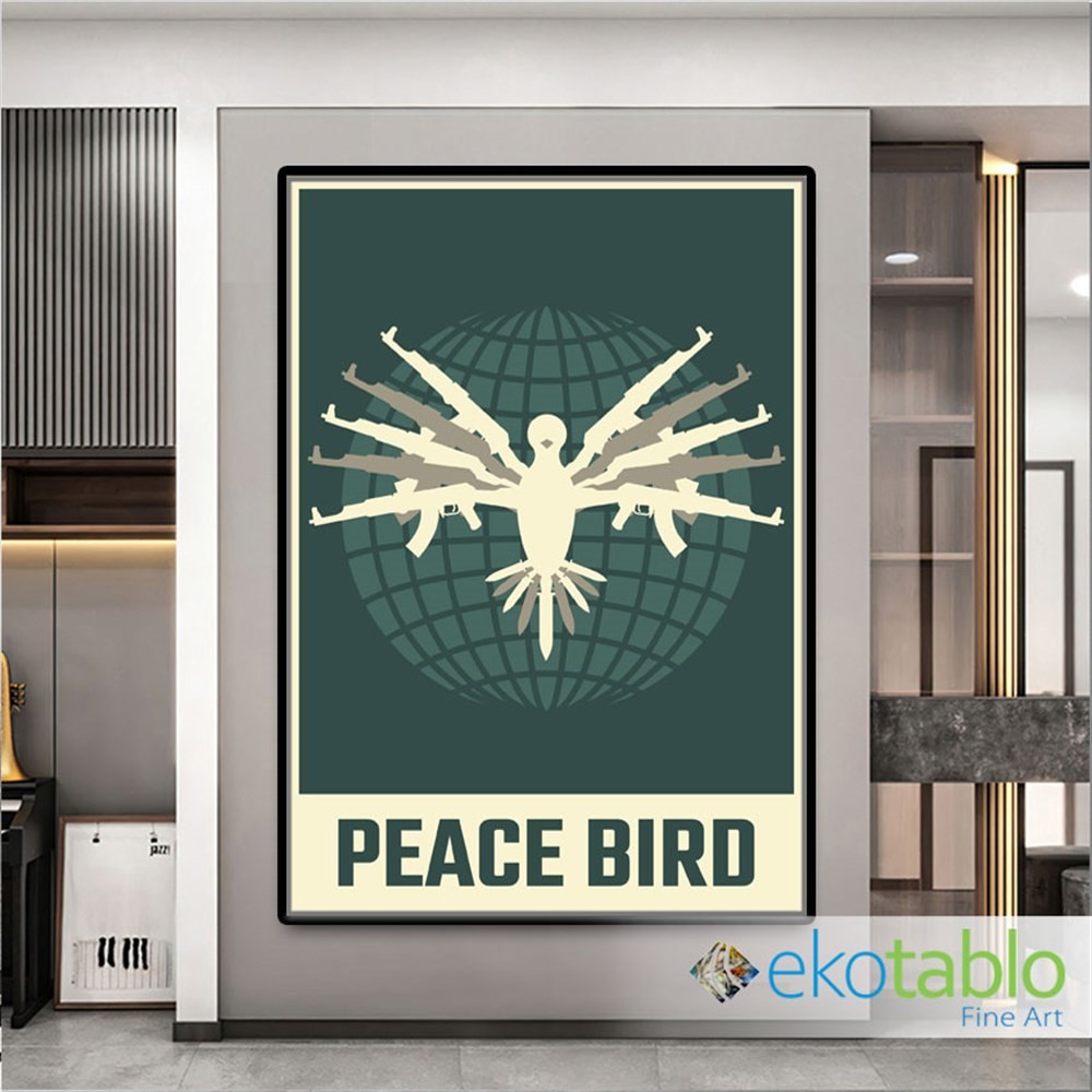 Peace Bird Retro Kanvas Tablo