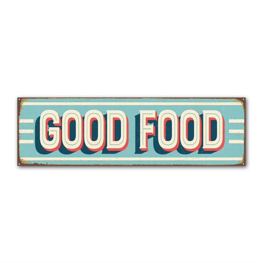 Blue Good Food Retro Kanvas Tablo