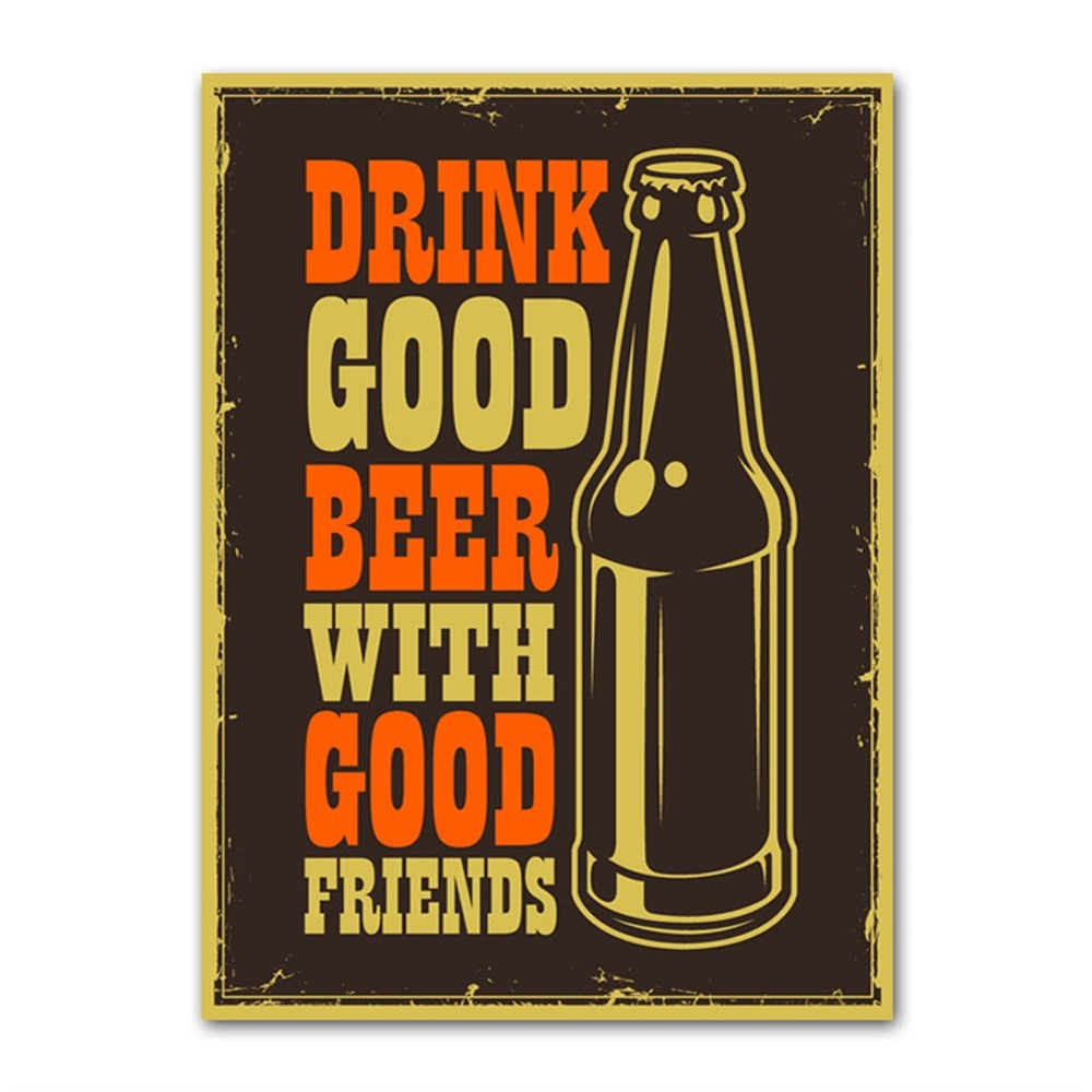 Drink Good Beer Retro Kanvas Tablo