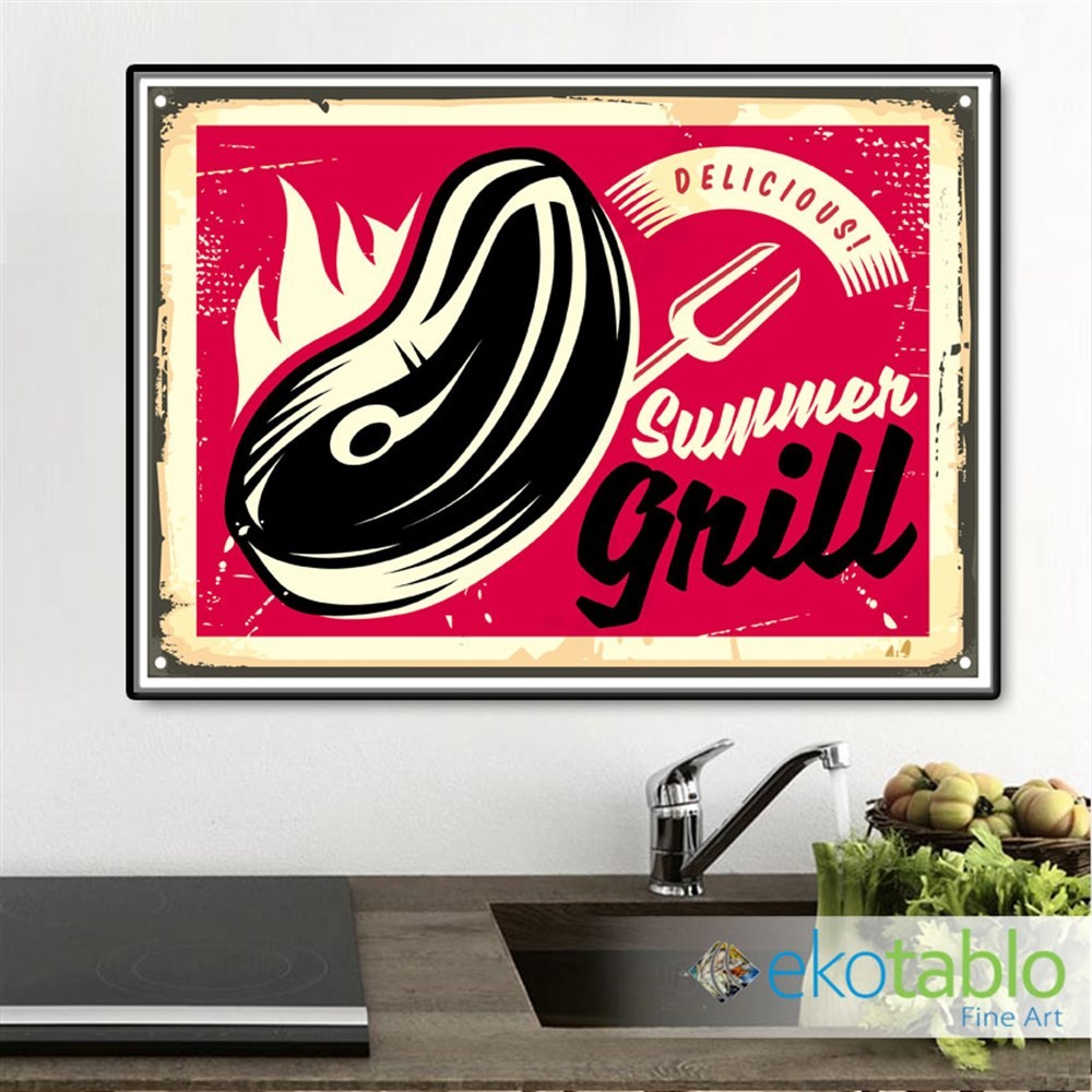 Summer Grill Retro Kanvas Tablo