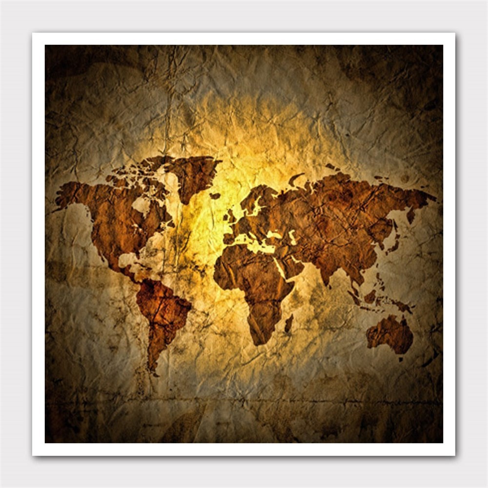 Buruşuk Dünya Haritası Kanvas Tablo