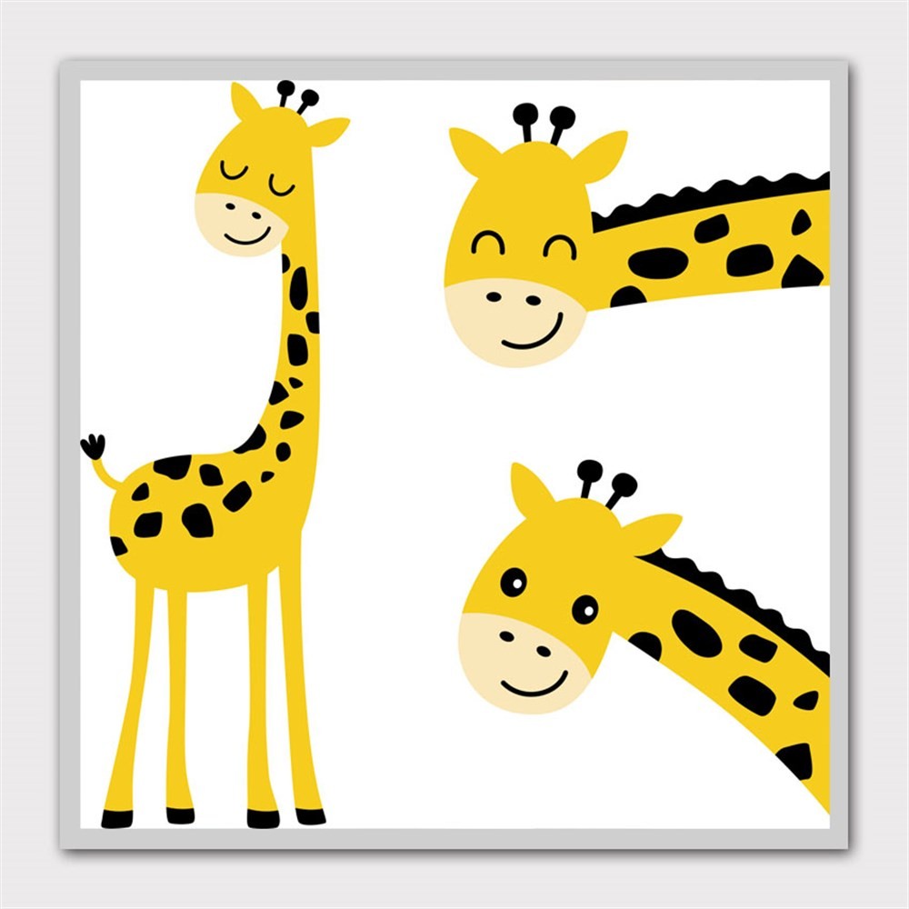 Üçlü Zürafa Pozu Kanvas Tablo