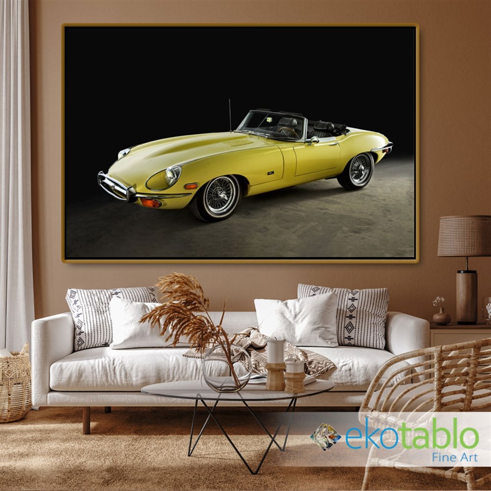 Sarı Jaguar E Type Cabriolet Kanvas Tablo image