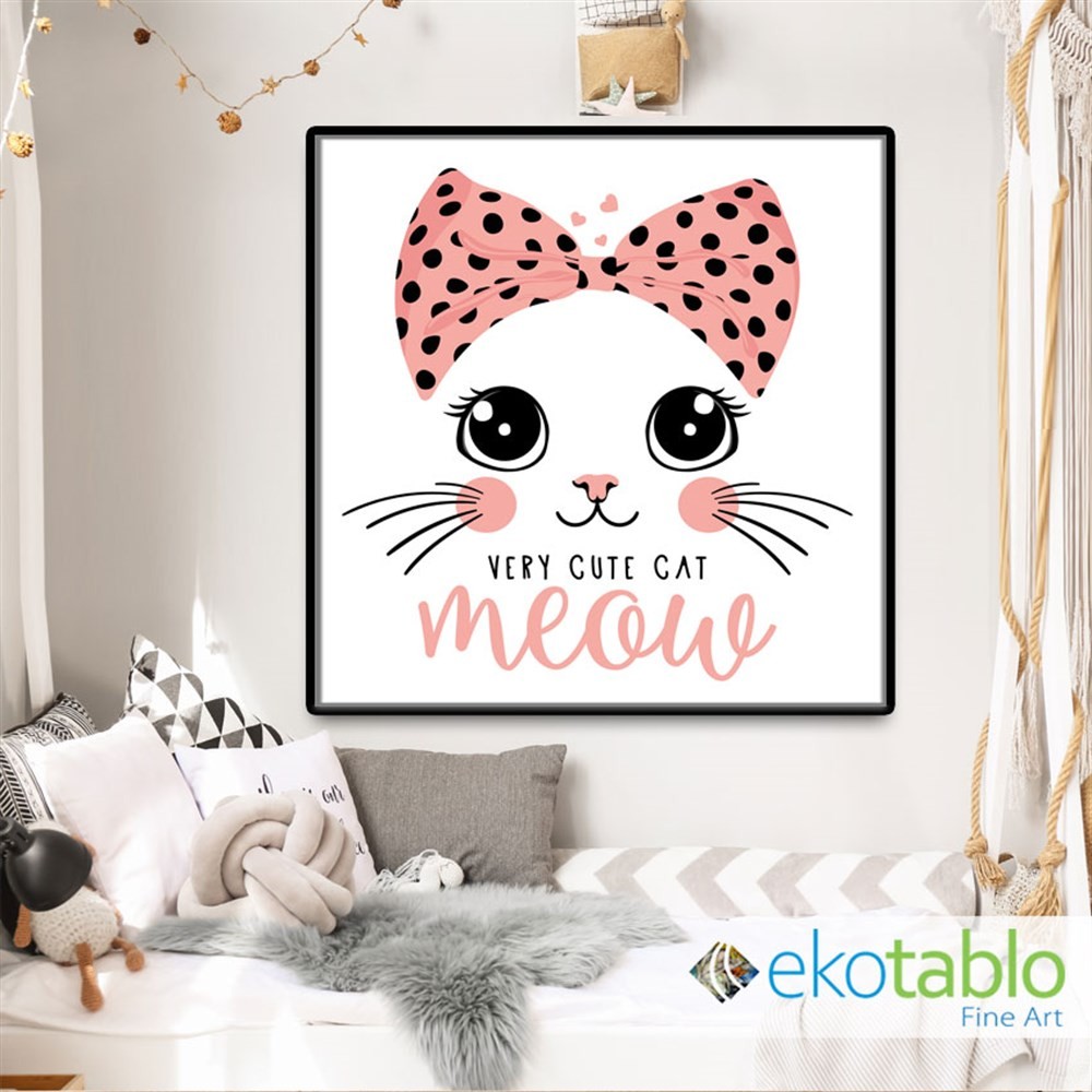 Very Cute Meow Cat Kanvas Tablo main variant image
