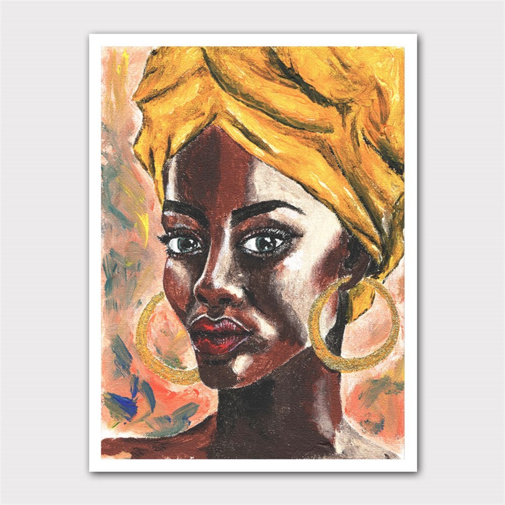 Sarı Başlıklı Afrikalı Kadın Kanvas Tablo