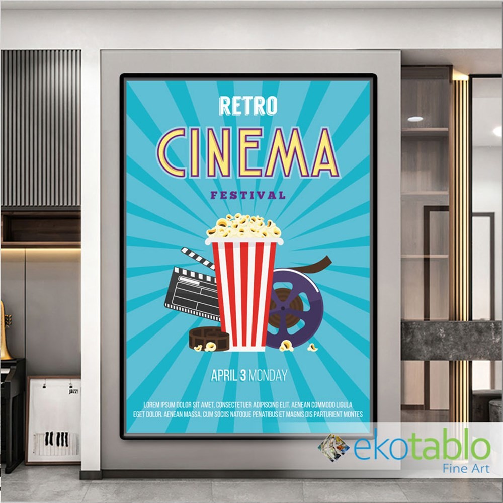 Popcorn Retro Cinema Festival Kanvas Tablo