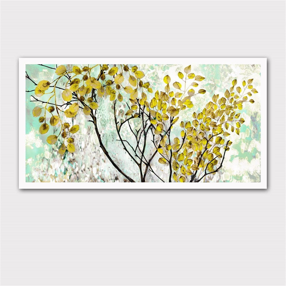 Ağaç Dalları ve Sarı Yapraklar Kanvas Tablo