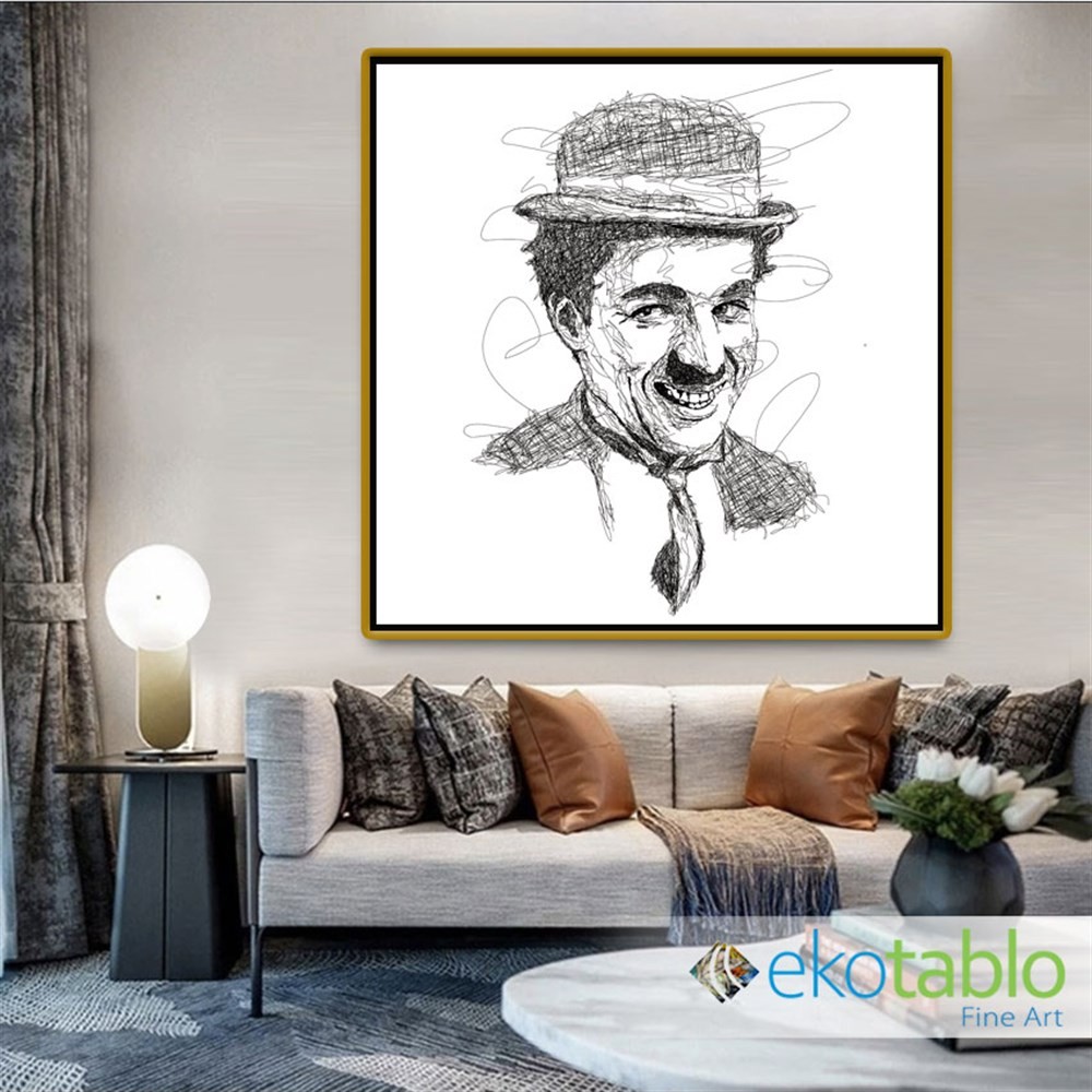 Kara Kalem Charlie Chaplin Kanvas Tablo