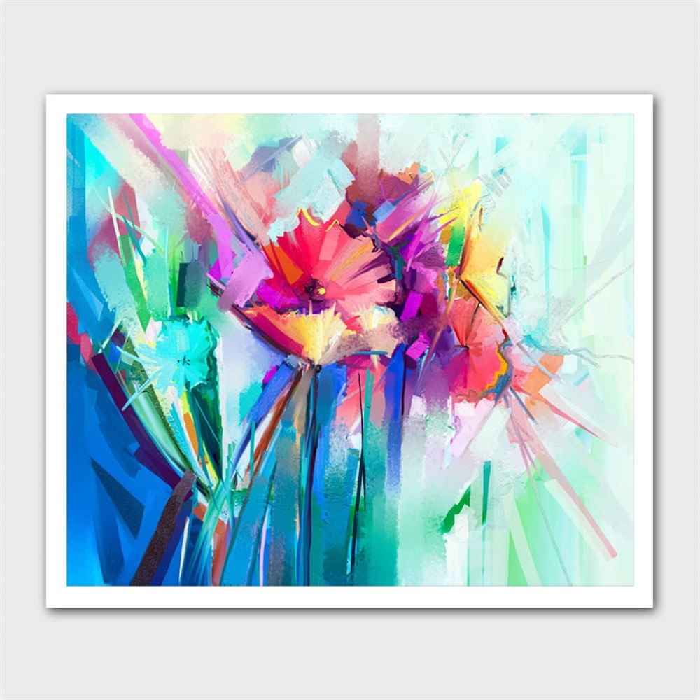 Abstract Renkli Çiçekler Kanvas Tablo