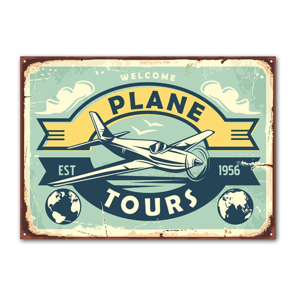 Plane Tours Retro Kanvas Tablo