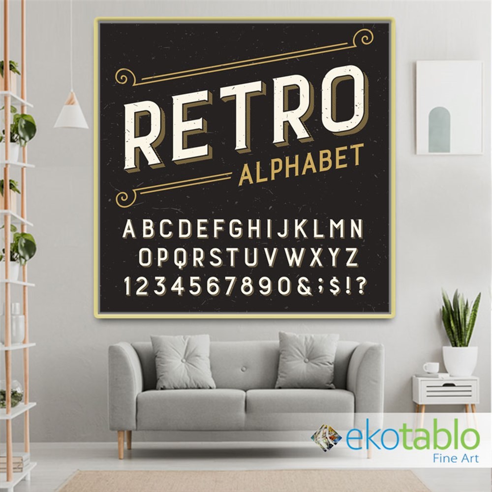 Retro Alphabet Kanvas Tablo