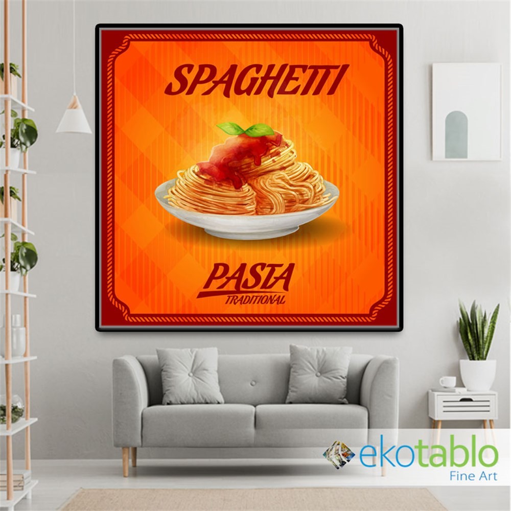 Spagetti Pasta Retro Kanvas Tablo