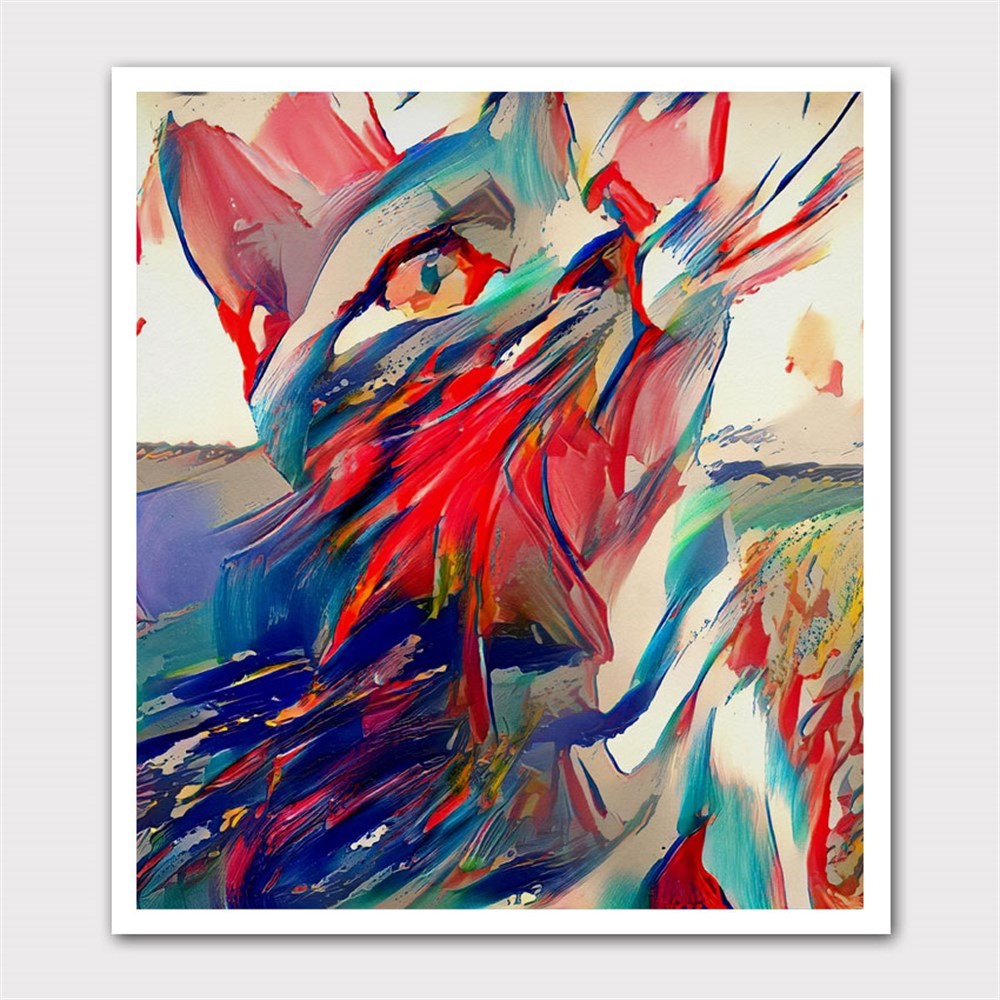 Soyut Bıyıklı Kedi Kanvas Tablo