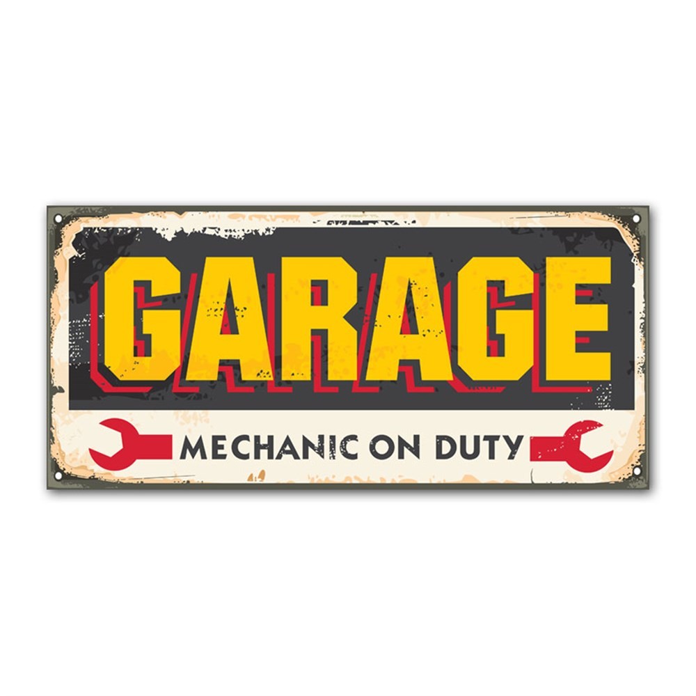 Mechanic On Duty Garage Retro Kanvas Tablo