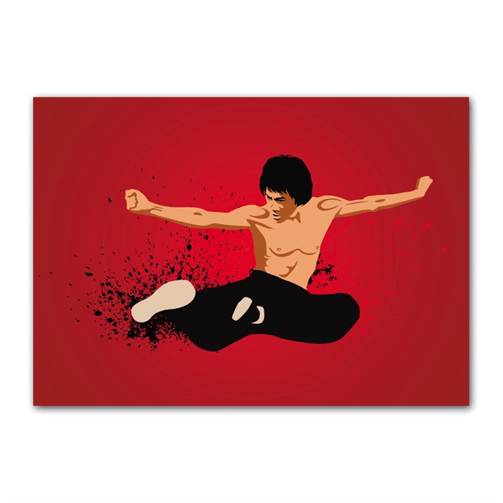 Bruce Lee Uçan Tekme Kanvas Tablo