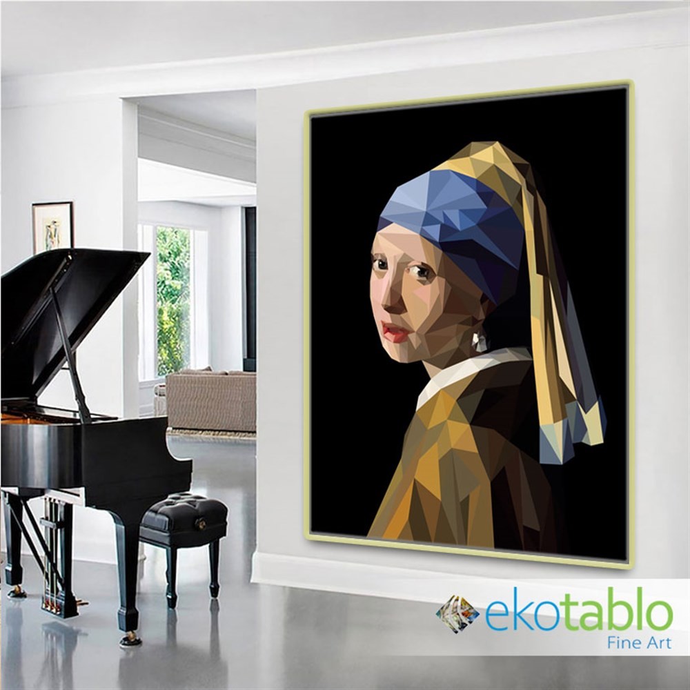 Johannes Vermeer İnci Küpeli Kız Kübik Kanvas Tablo image