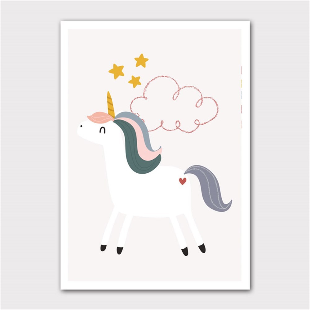 Yıldız Bulut ve Unicorn Kanvas Tablo
