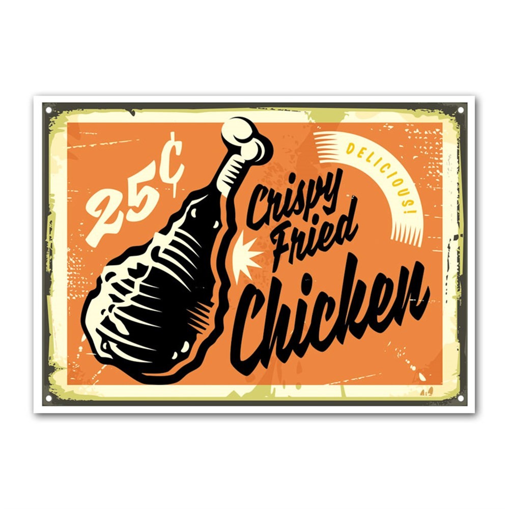 Crispy Fried Chicken 25ct Retro Kanvas Tablo