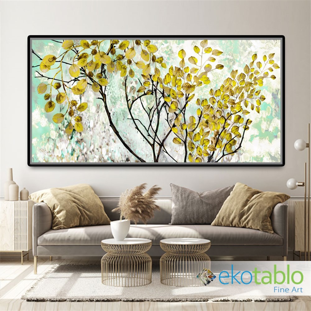 Ağaç Dalları ve Sarı Yapraklar Kanvas Tablo main variant image