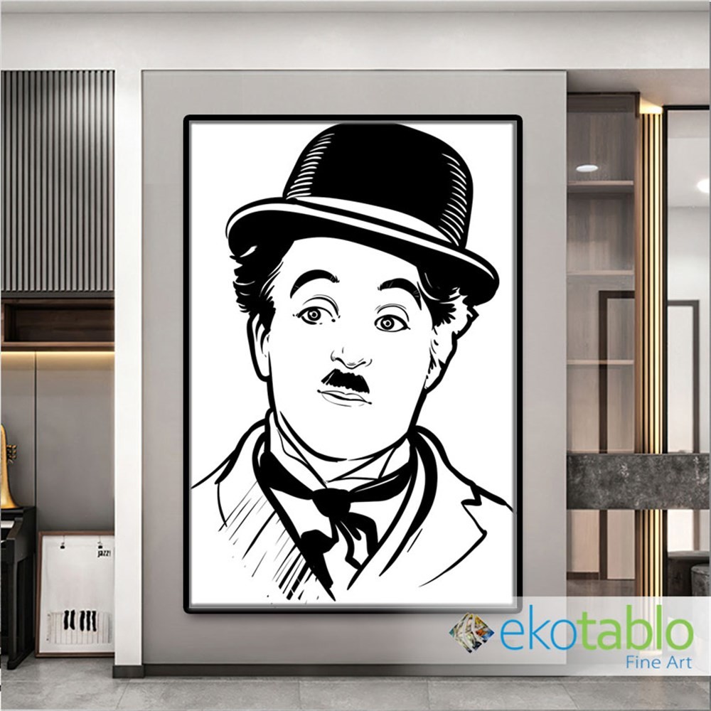 Charlie Chaplin Çizimi Kanvas Tablo image