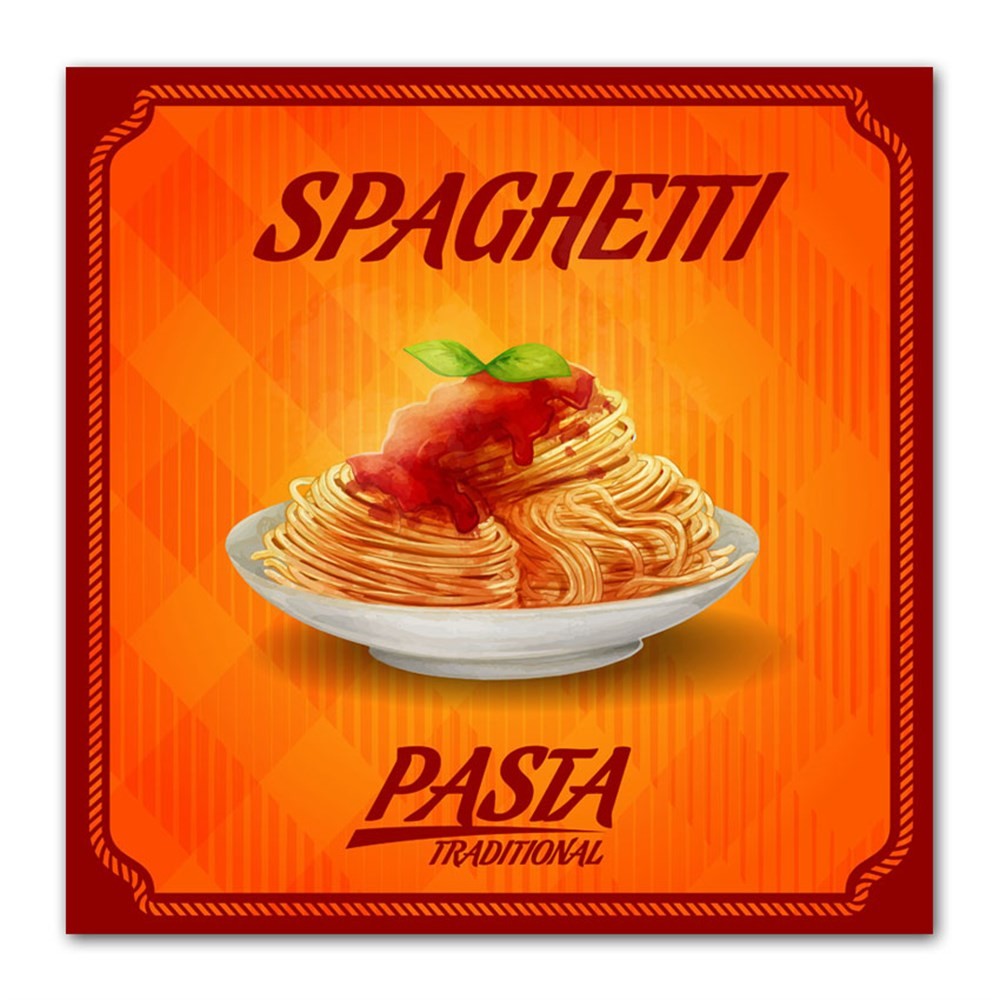 Spagetti Pasta Retro Kanvas Tablo