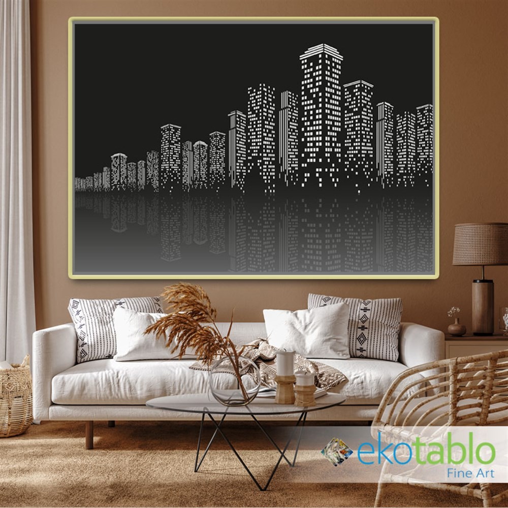 Siyah Beyaz Şehir Kanvas Tablo main variant image