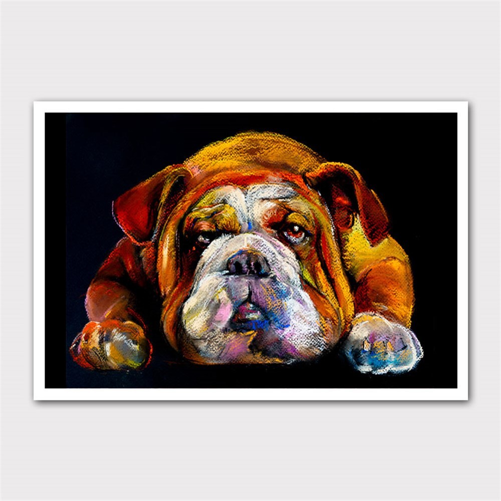 Pastel Çizim Bulldog Kanvas Tablo