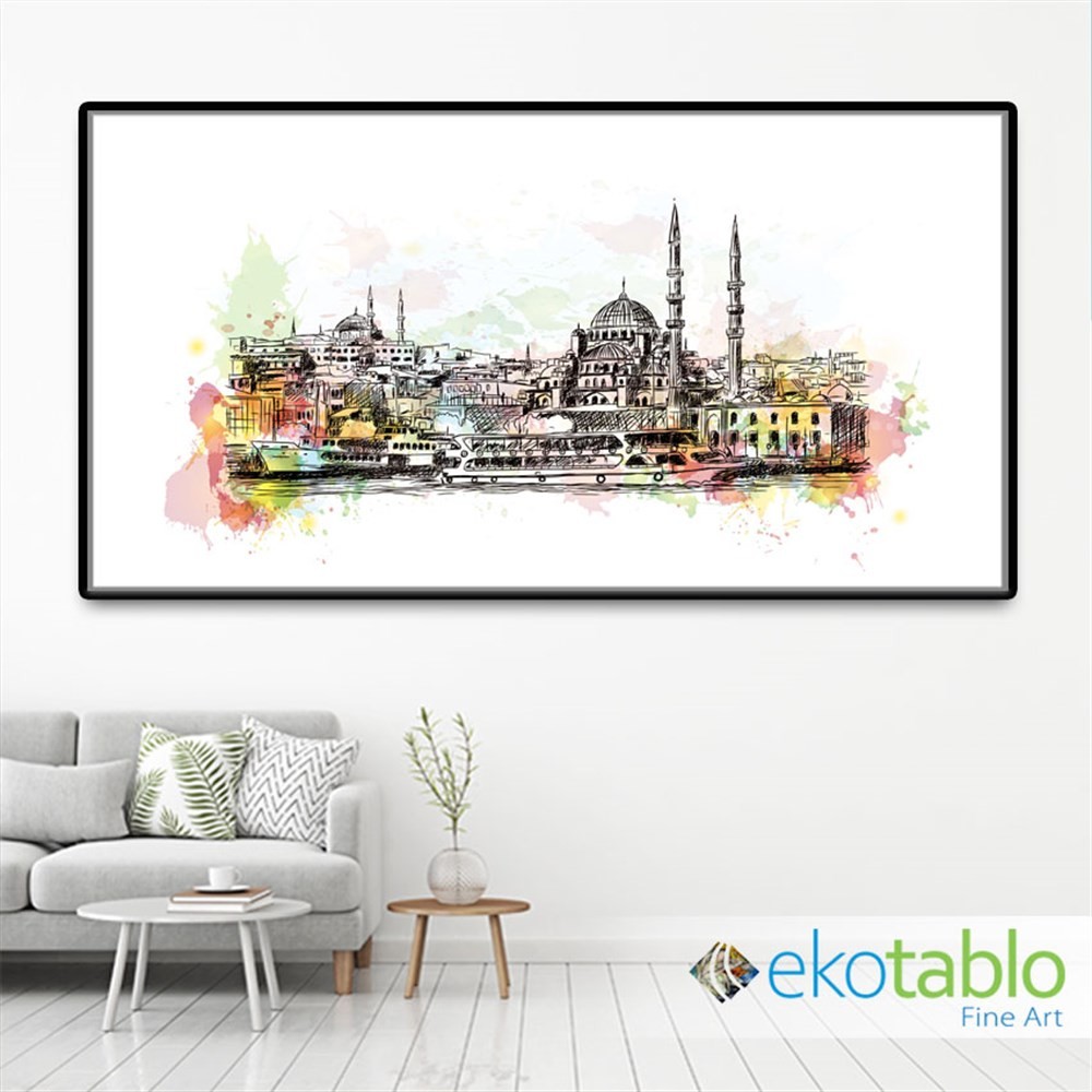 Karakalem İstanbul Denizden Görünüm Kanvas Tablo main variant image