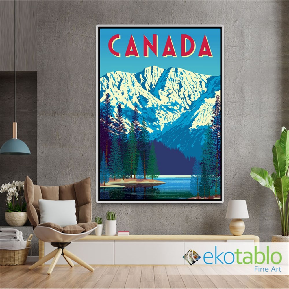 Canada Mountains Retro Kanvas Tablo main variant image