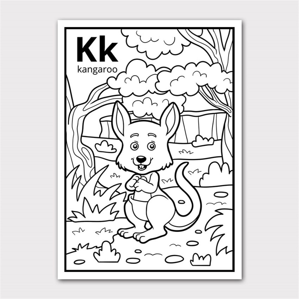 K for Kangaroo Boyama Kanvas Tablo