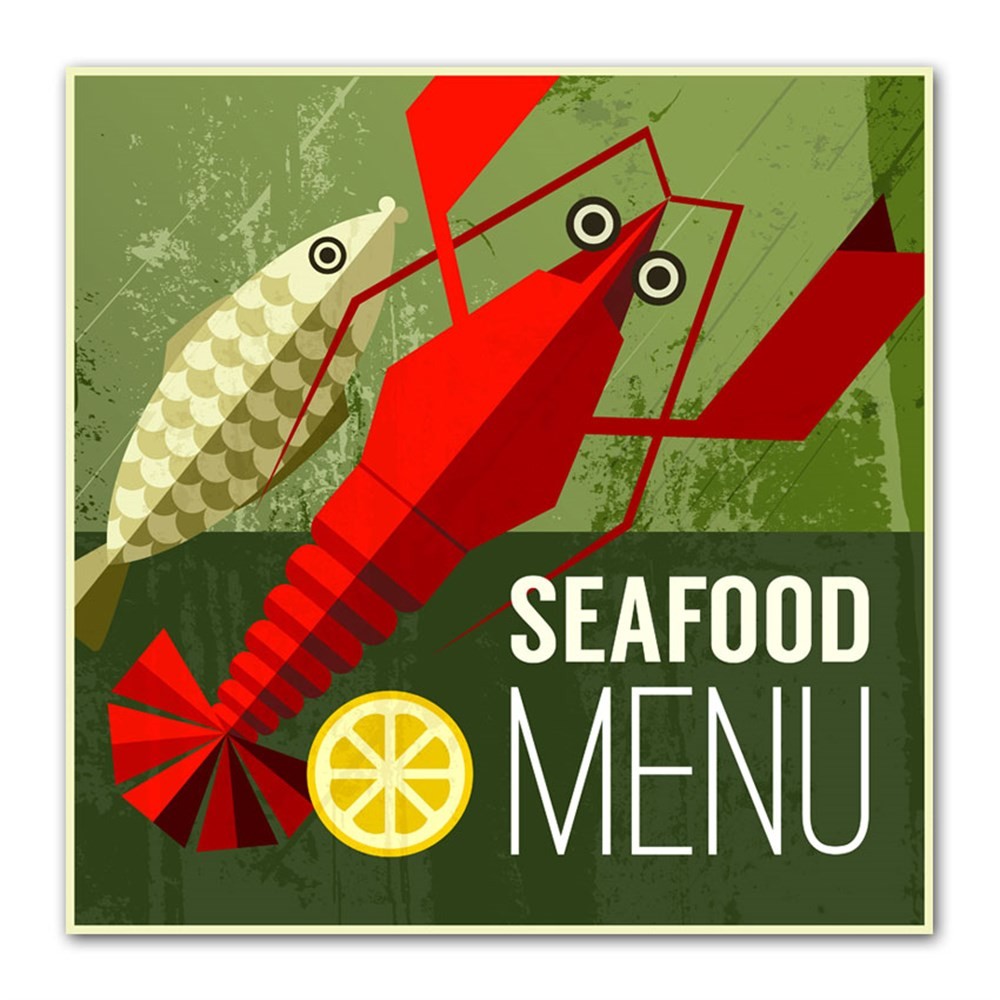 Sea Food Menu Retro Kanvas Tablo