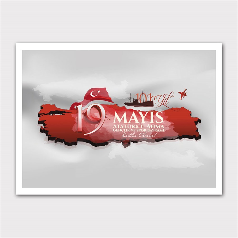 Kırmızı Türkiye 19 Mayıs Kanvas Tablo