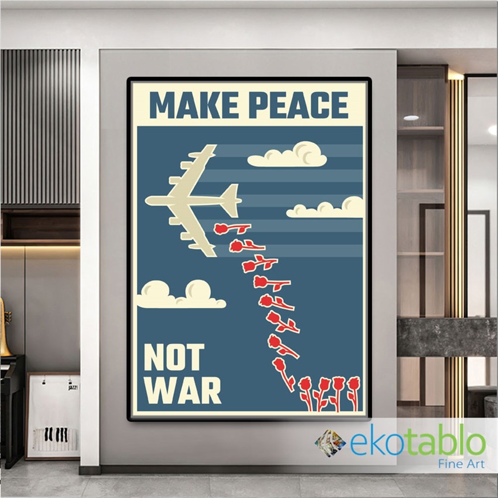Make Peace Not War Retro Kanvas Tablo