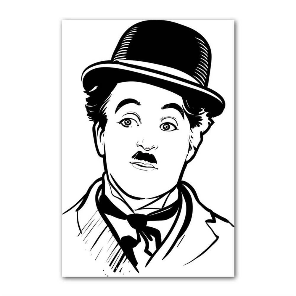 Charlie Chaplin Çizimi Kanvas Tablo