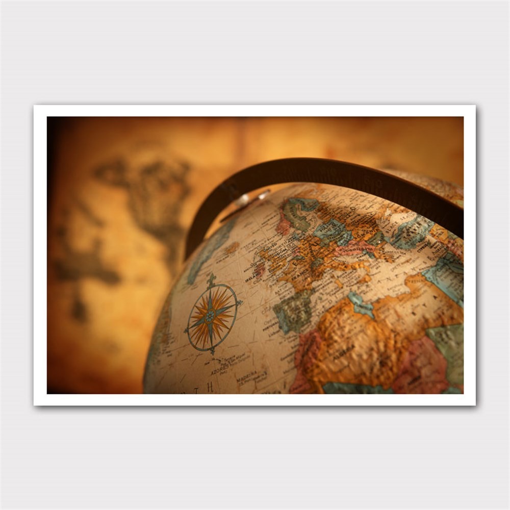 Dünya Haritası Küresi Kanvas Tablo