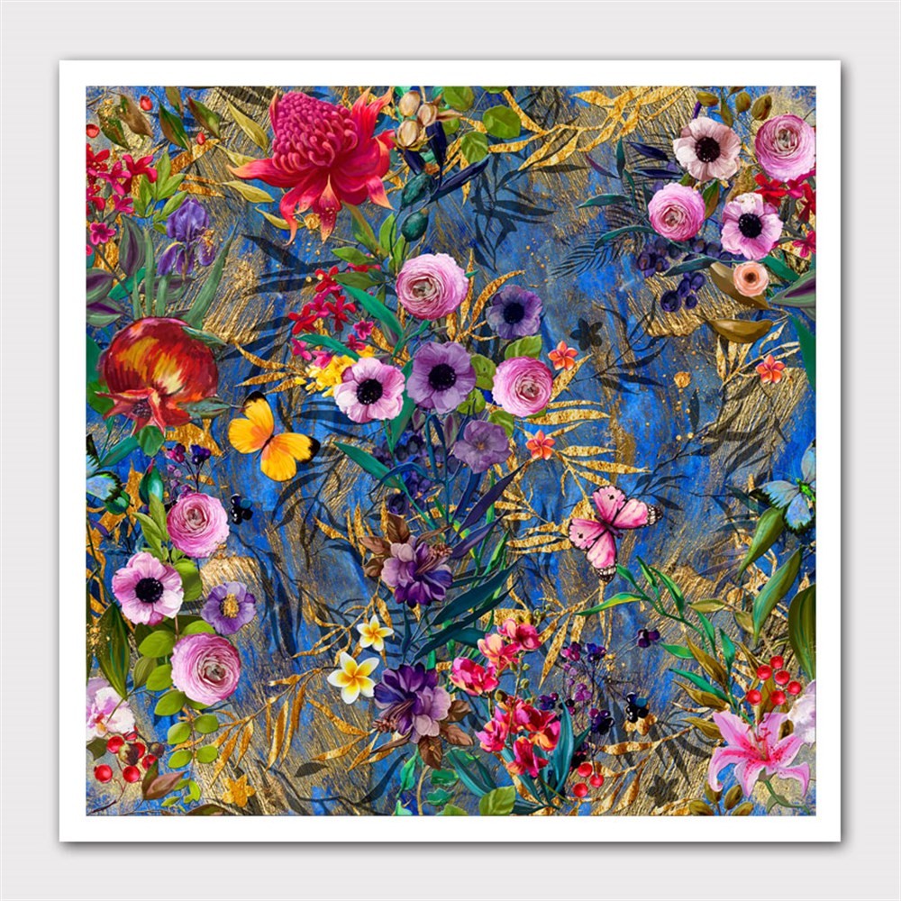 Soyut Renkli ve Pembe Çiçekler Kanvas Tablo