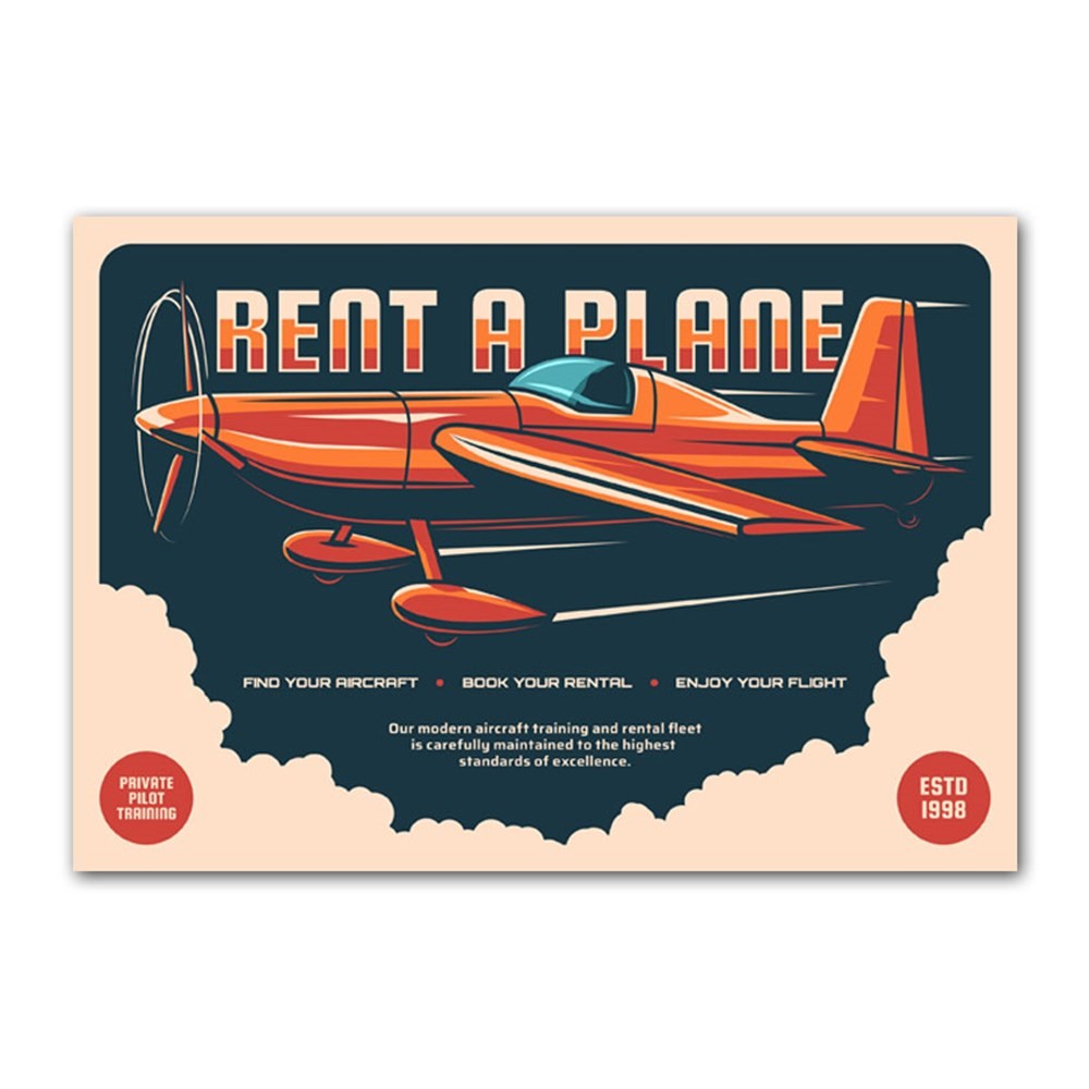 Retro Rent a Plane Tabelası Kanvas Tablo