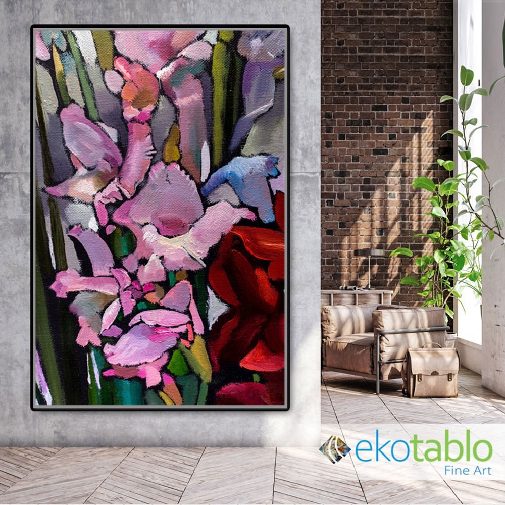 Pink Flower Abstract Kanvas Tablo