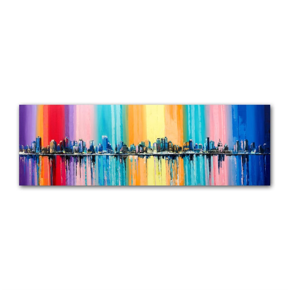 Renkler İçinde Şehir Sülieti Kanvas Tablo