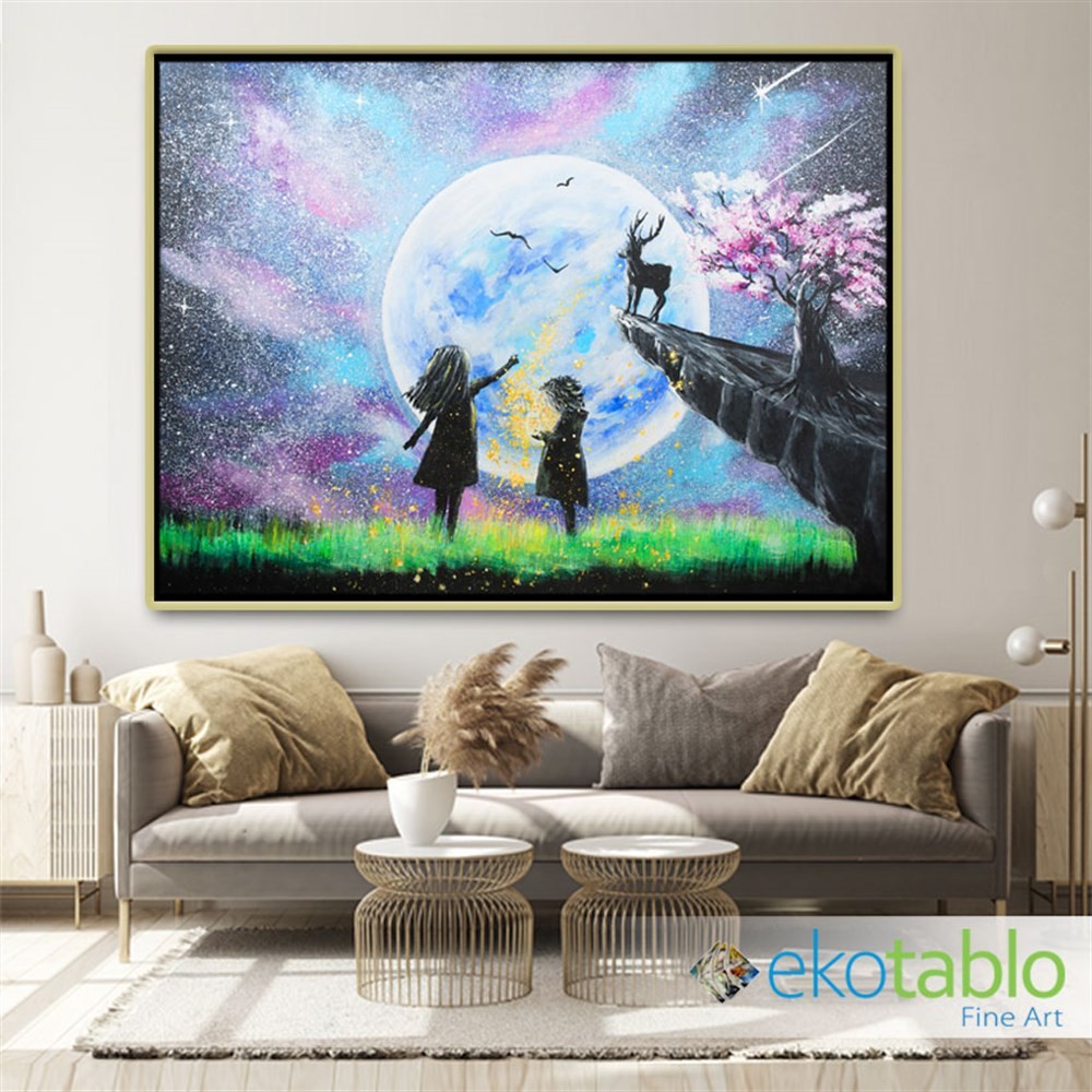 Ay ve Çocuklar Kanvas Tablo image
