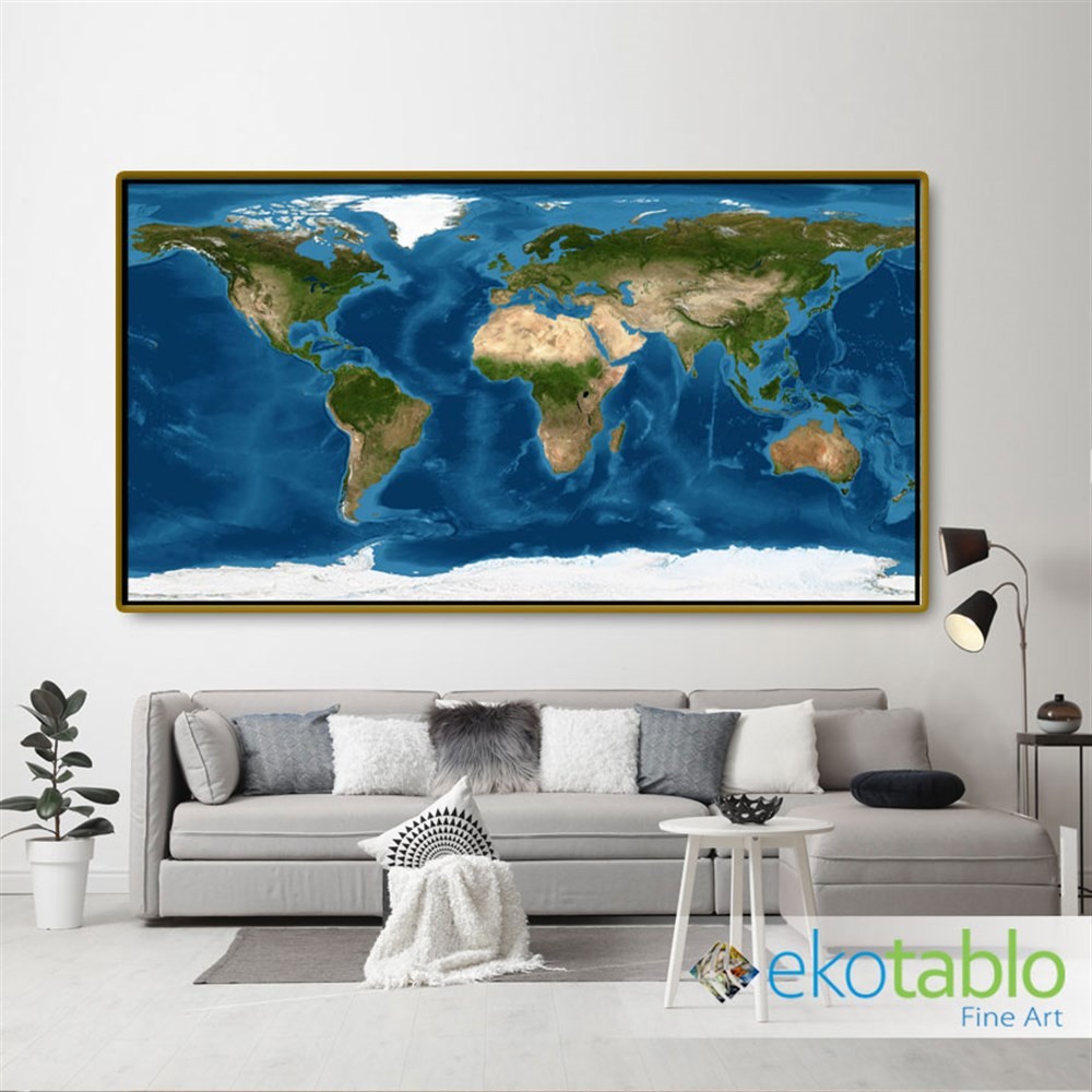 Renkli Dünya Fiziki Haritası Kanvas Tablo main variant image