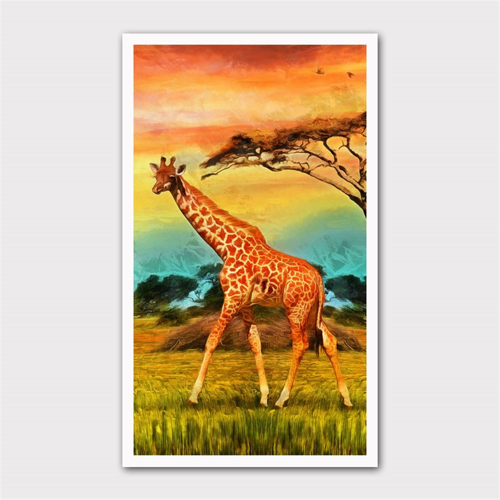Savannadaki Zürafa 3 Kanvas Tablo