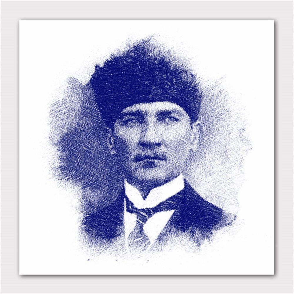 Eskitmeli Atatürk Kalpak Pozu Kanvas Tablo