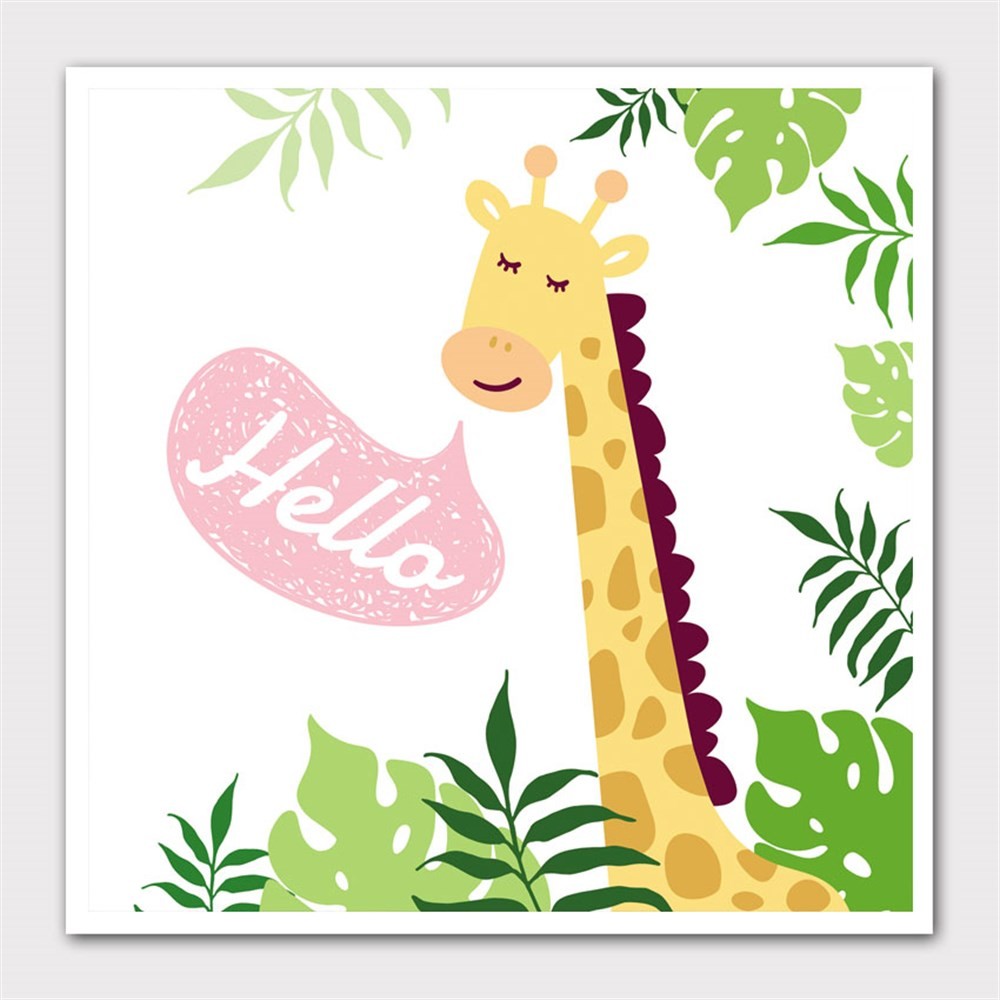 Hello Gülümseyen Zürafa Kanvas Tablo