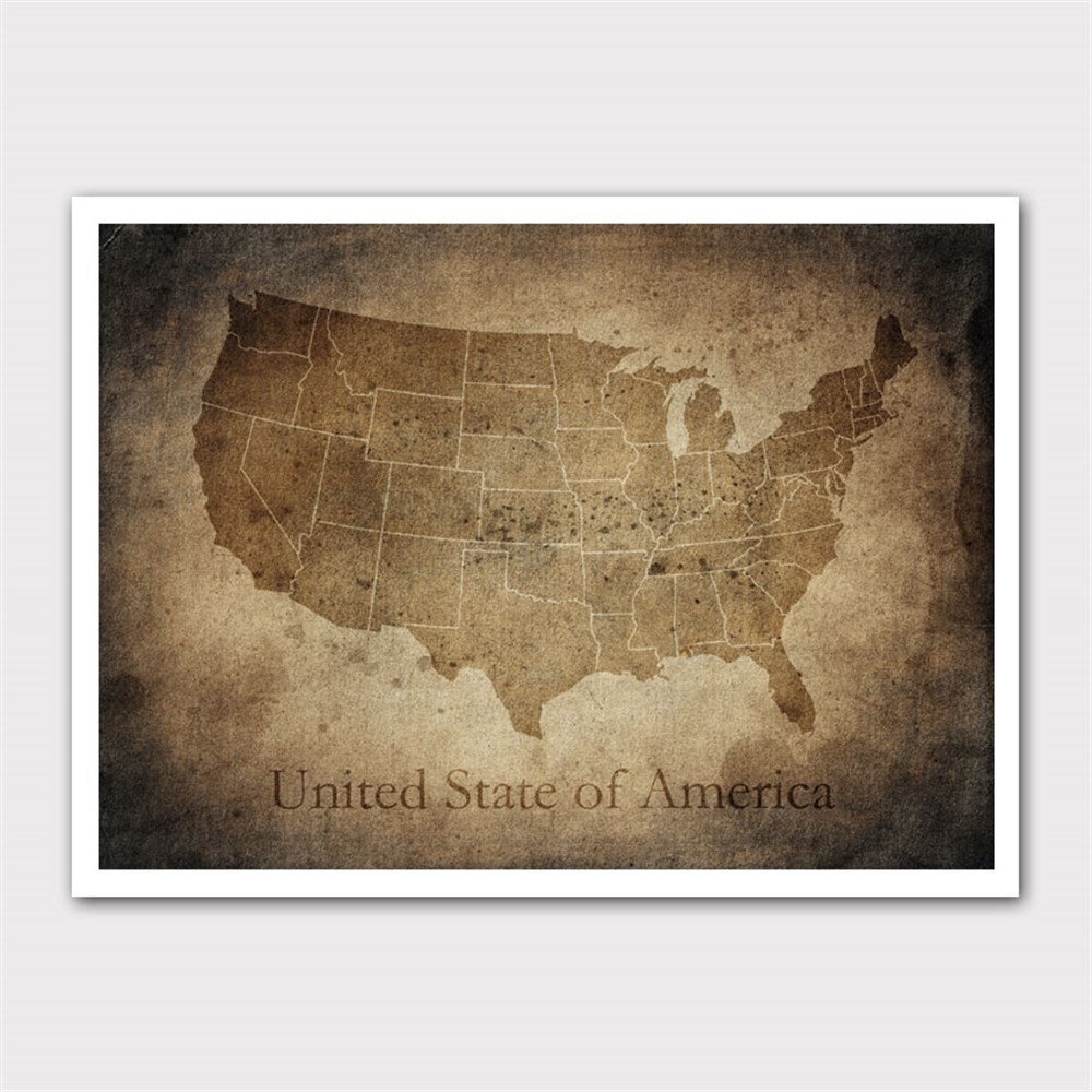 ABD Eyalet Haritası Kanvas Tablo
