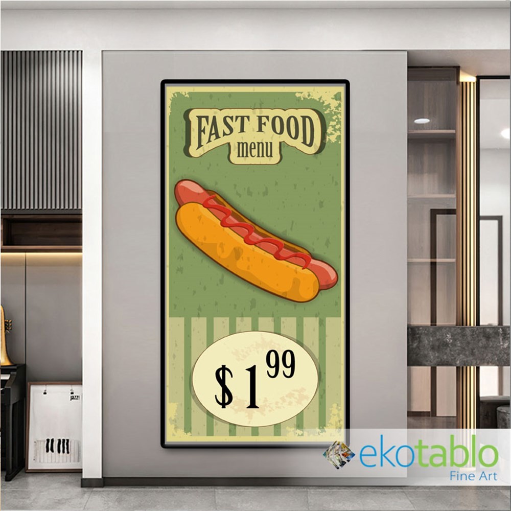 Fast Food Hot Dog Retro Kanvas Tablo