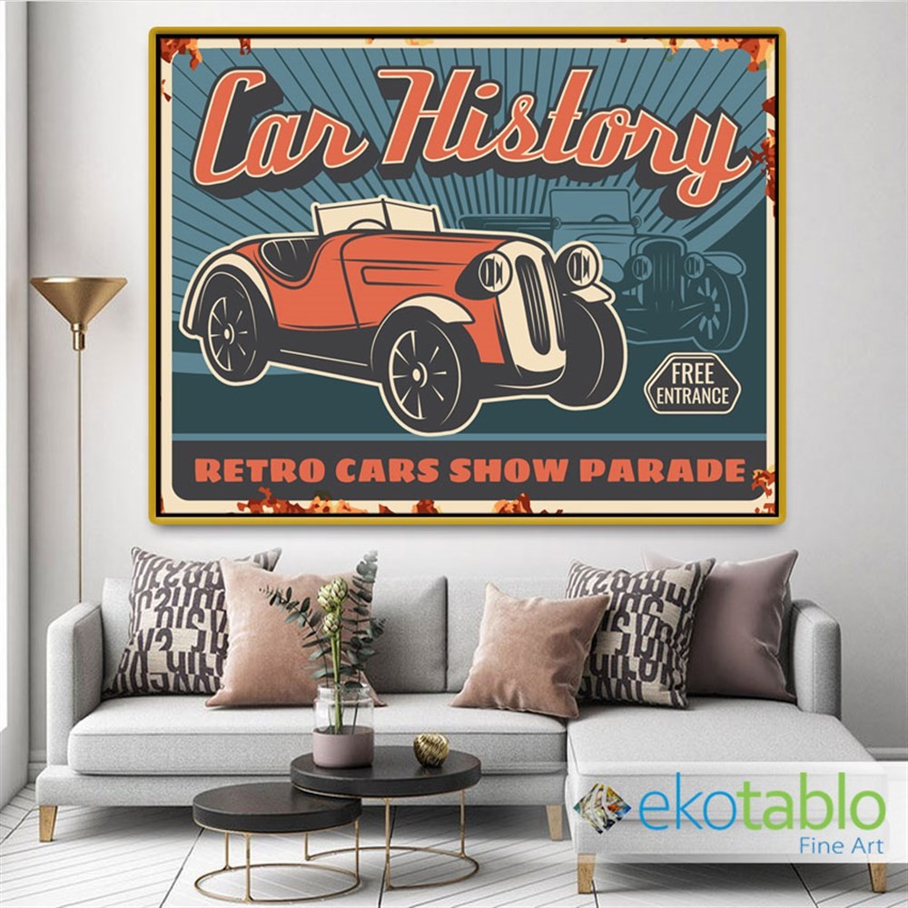 Car History Retro Kanvas Tablo