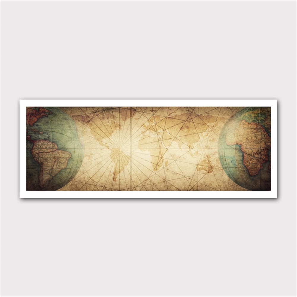 İki Küre Dünya Haritası Kanvas Tablo