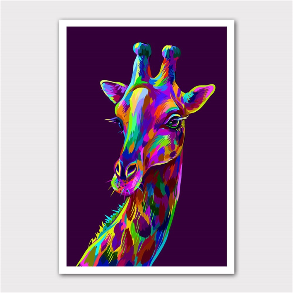 Alaca Renkli Zürafa Kanvas Tablo
